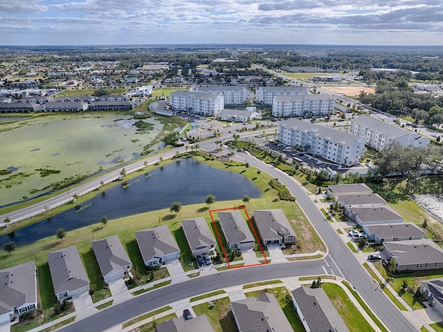 bird's eye view featuring a water view