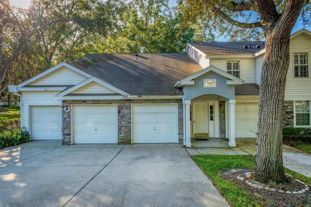 view of front of home with a garage