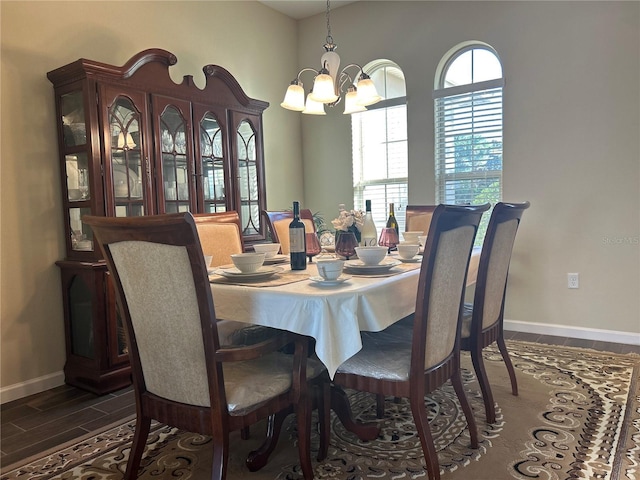 dining room featuring a chandelier