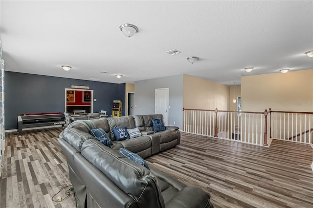 living room with hardwood / wood-style floors