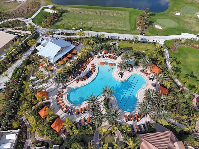 bird's eye view with golf course view