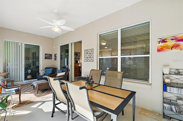 dining room with ceiling fan