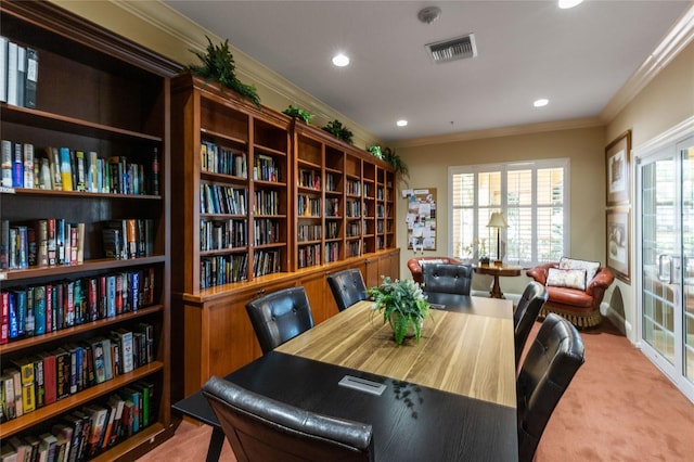 interior space featuring ornamental molding