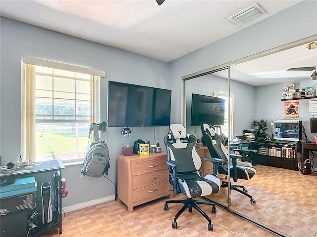 home office featuring ceiling fan