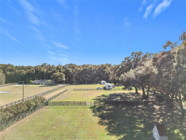 birds eye view of property with a rural view