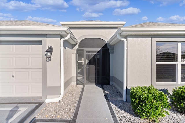 property entrance featuring a garage