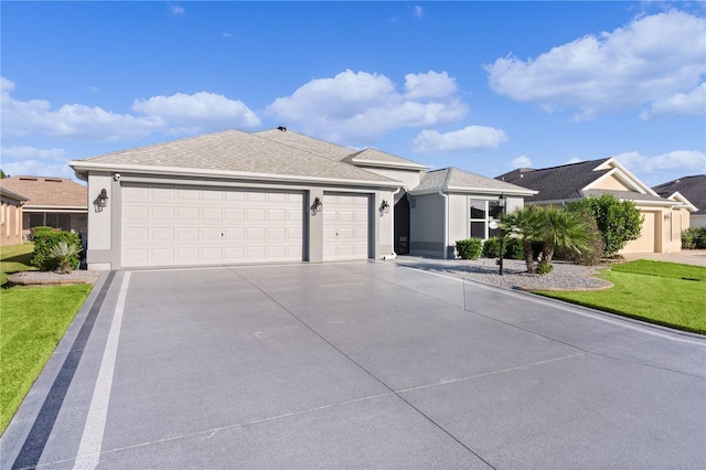 single story home with a garage