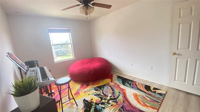 1681 Strathmore Cir, Mount Dora, FL 32757 - rec room with ceiling fan and wood finished floors