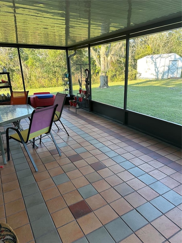 view of unfurnished sunroom