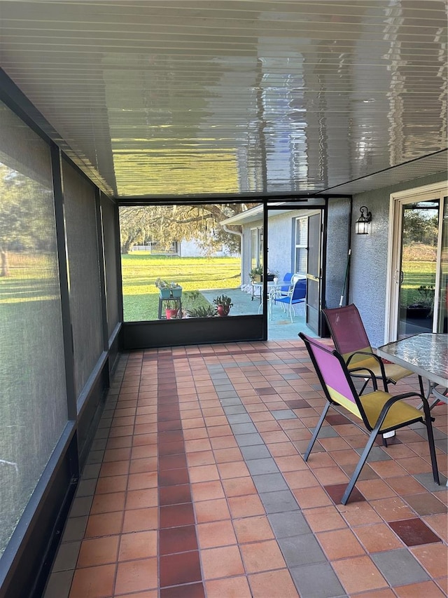 view of unfurnished sunroom