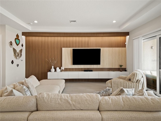 living room with light hardwood / wood-style floors