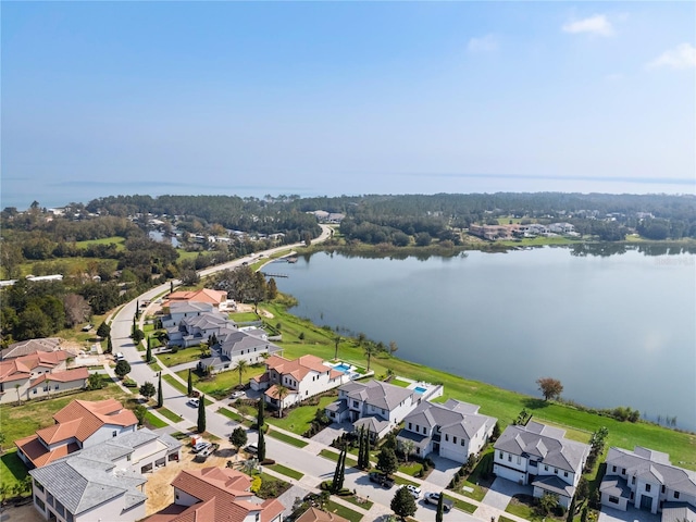 bird's eye view featuring a water view