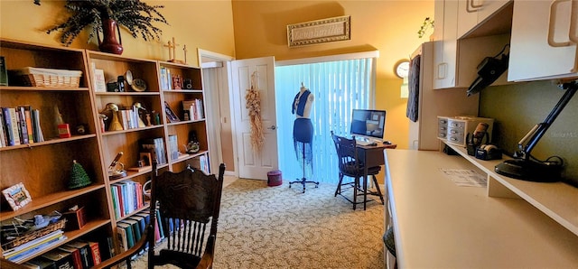 office area with light colored carpet