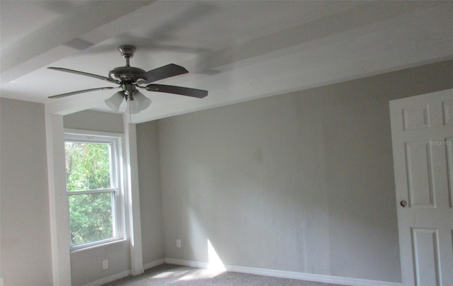 spare room featuring ceiling fan and carpet floors