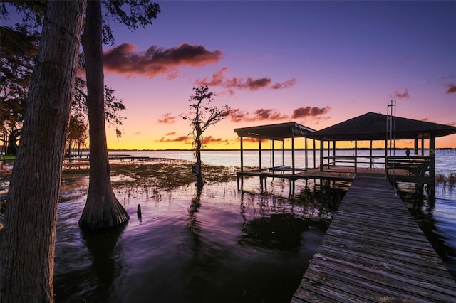 view of dock featuring a water view