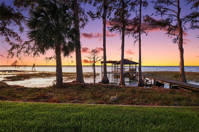 view of dock featuring a water view