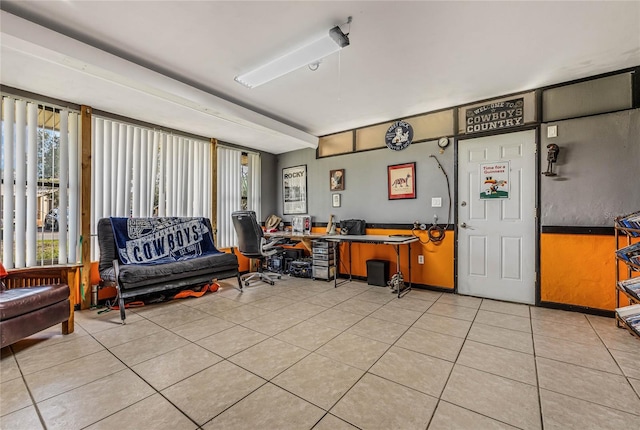 interior space featuring light tile patterned flooring