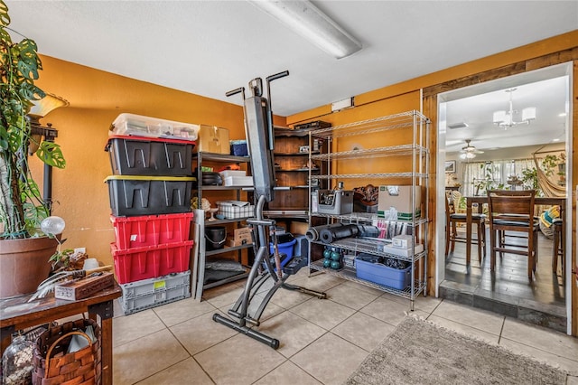 storage featuring ceiling fan