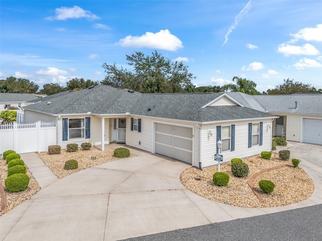 single story home featuring a garage