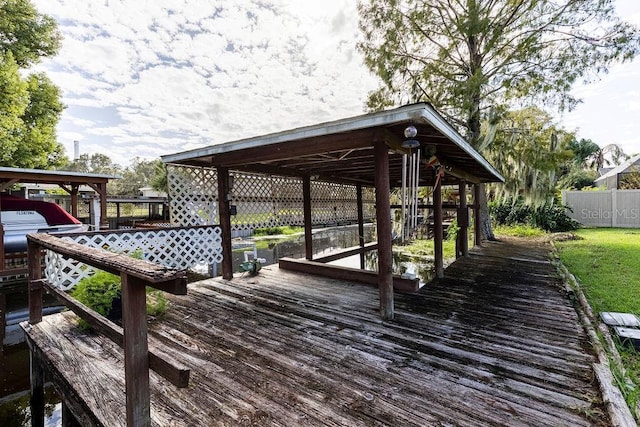 view of dock area