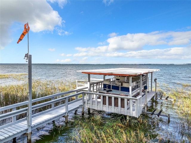 view of dock featuring a water view