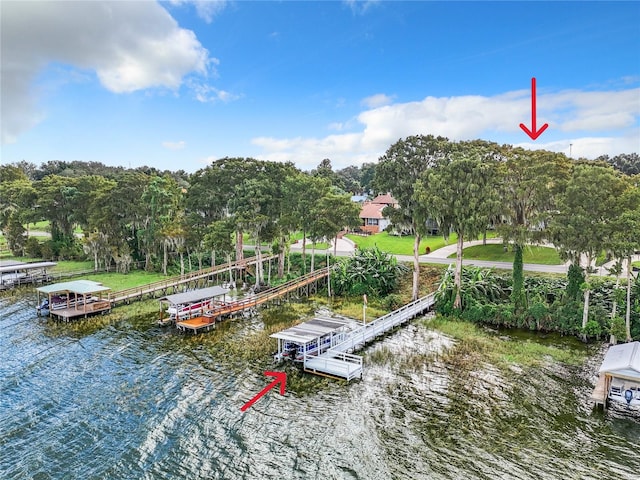 view of dock featuring a water view