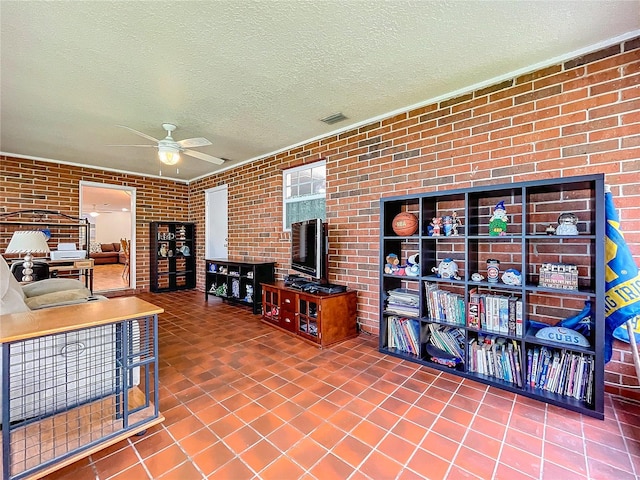 interior space featuring ceiling fan