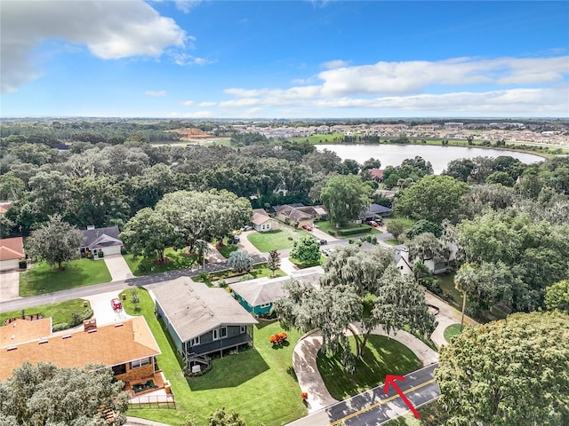 bird's eye view featuring a water view