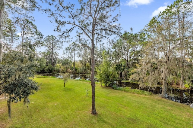 view of yard featuring a water view