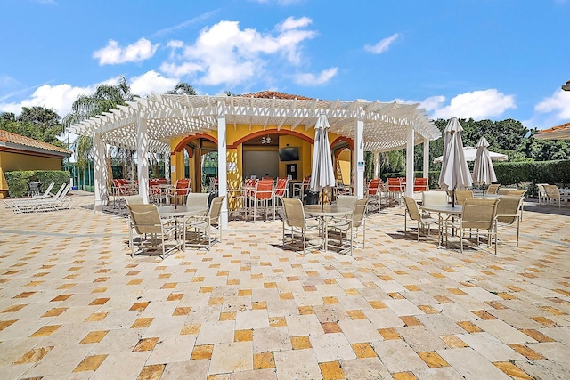 view of patio with a pergola