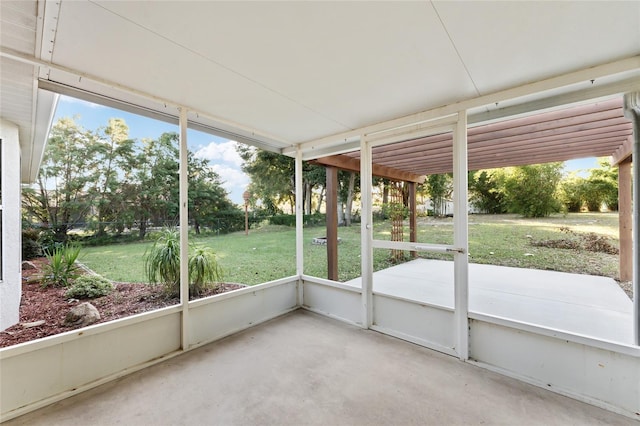 view of unfurnished sunroom