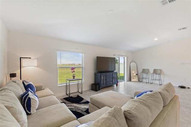 view of tiled living room