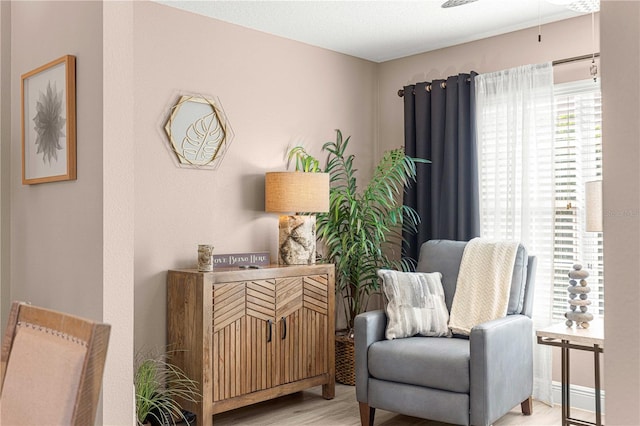 living area featuring light hardwood / wood-style flooring