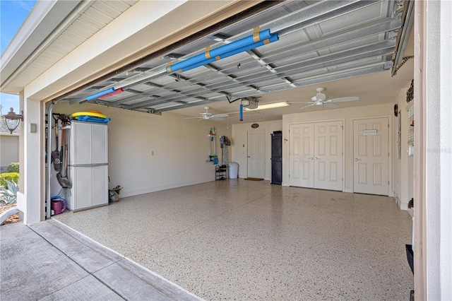 garage featuring ceiling fan