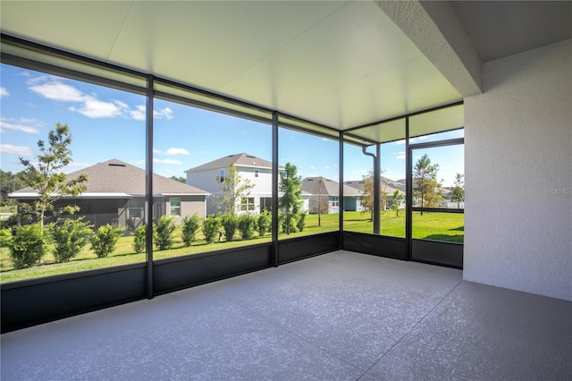 view of unfurnished sunroom