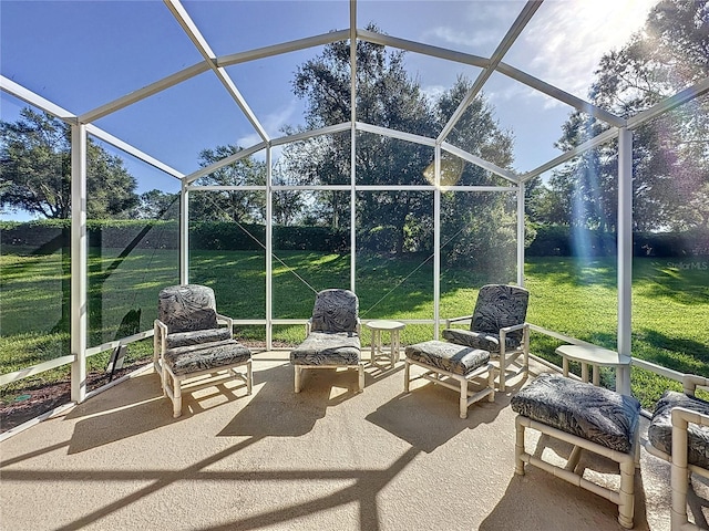 view of patio / terrace with a lanai