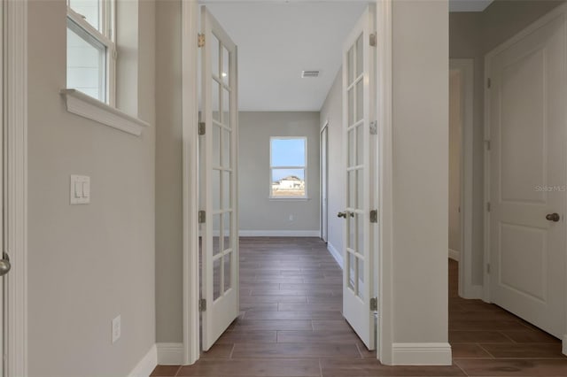 hallway featuring french doors