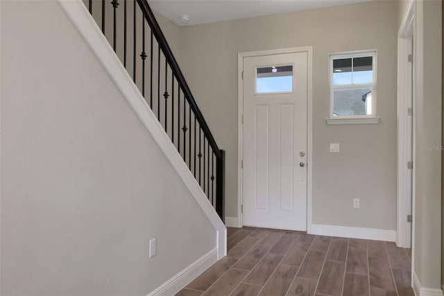 foyer with hardwood / wood-style floors