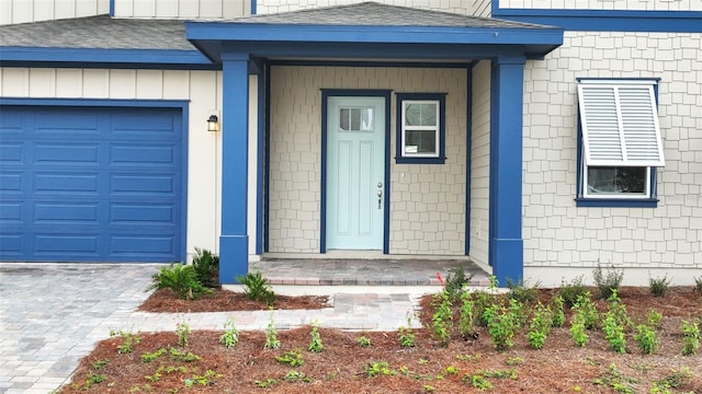 entrance to property with a garage