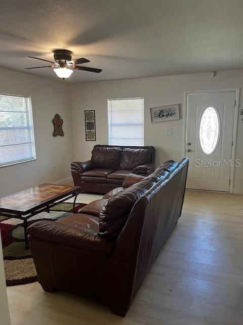 620 Gould St, Eustis, FL 32726 - living room with a ceiling fan and light wood-style floors