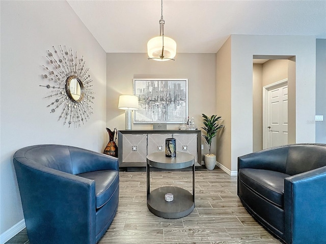 living area featuring hardwood / wood-style floors