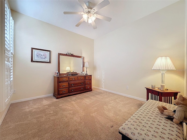 sitting room with light carpet and ceiling fan