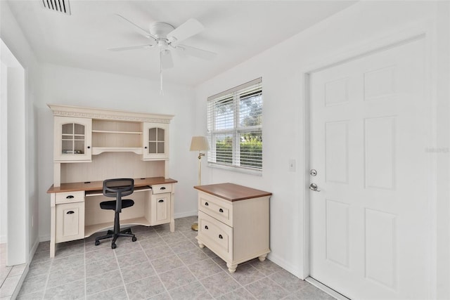 home office featuring ceiling fan