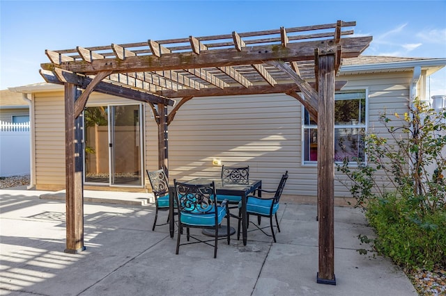 view of patio featuring a pergola