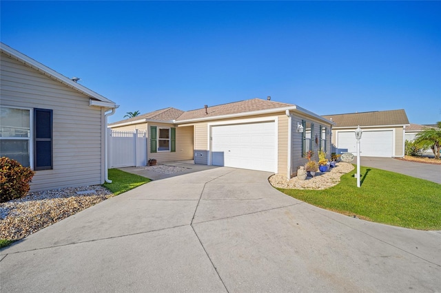 single story home featuring a garage