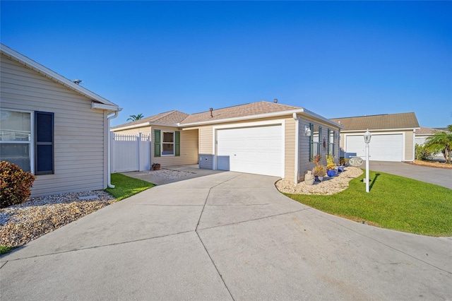547 Richburg St, The Villages, FL 32162 - ranch-style home with a garage, fence, a front lawn, and driveway