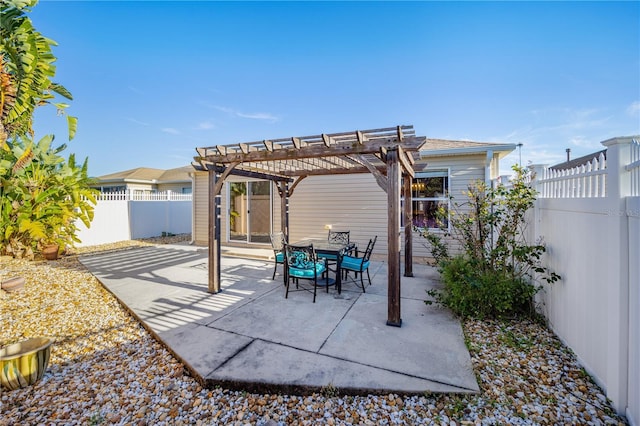 view of patio / terrace featuring a pergola