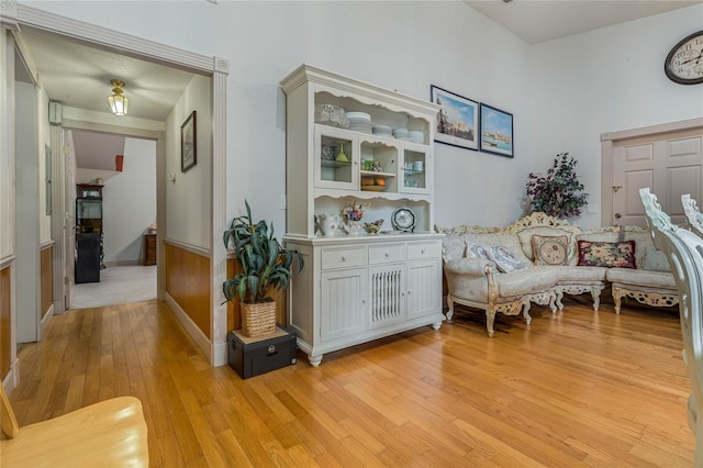 living area featuring light hardwood / wood-style flooring