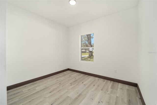 spare room with light hardwood / wood-style flooring