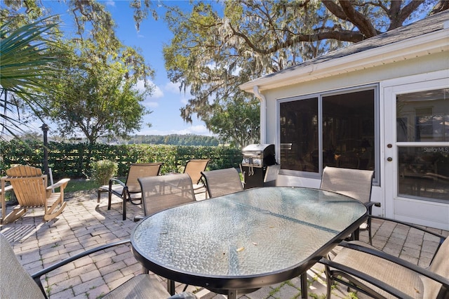 view of patio / terrace featuring a grill